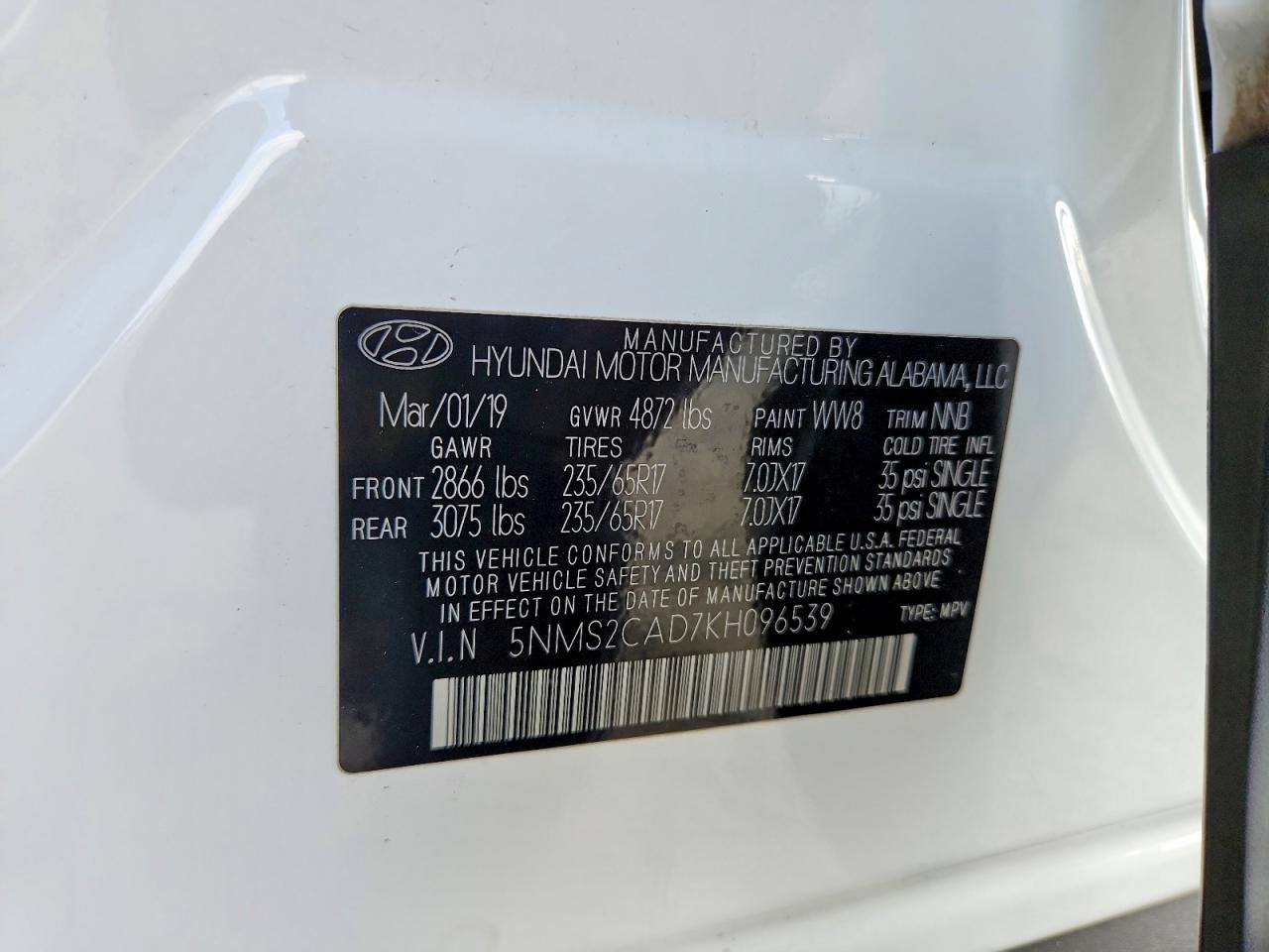 HYUNDAI SANTA FE SE 2019