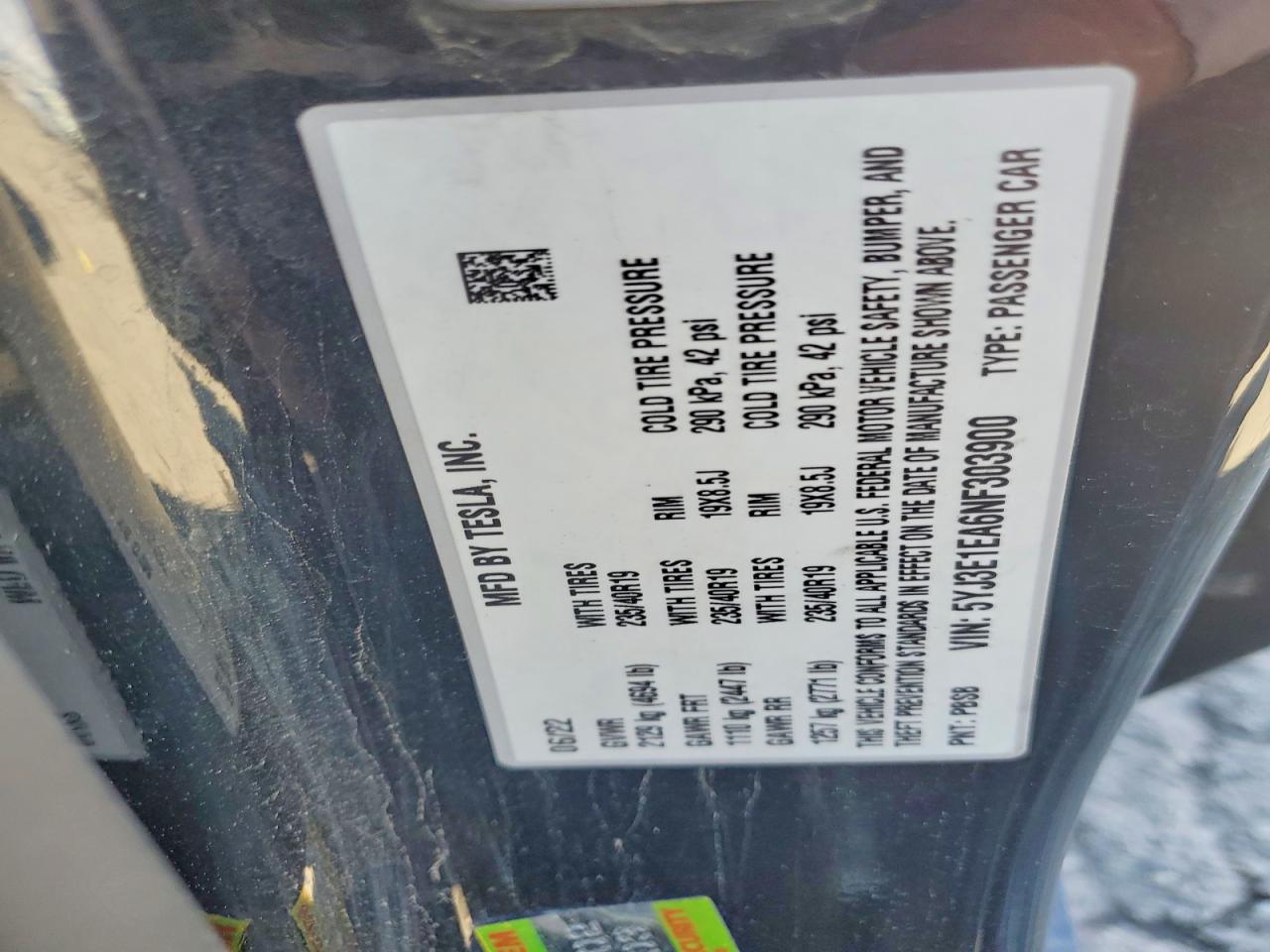 TESLA MODEL 3 RWD 2022