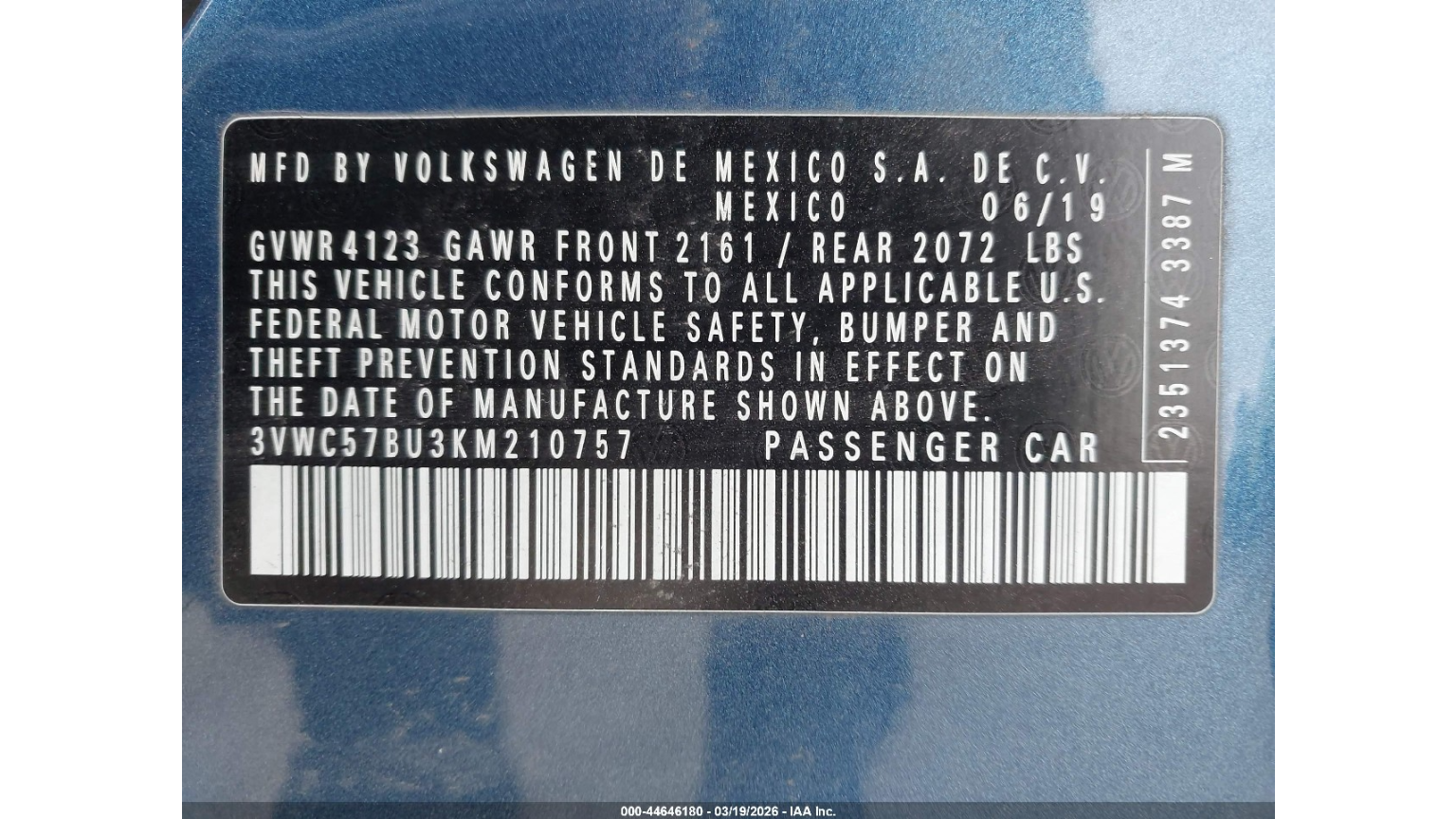 VOLKSWAGEN JETTA S 2019