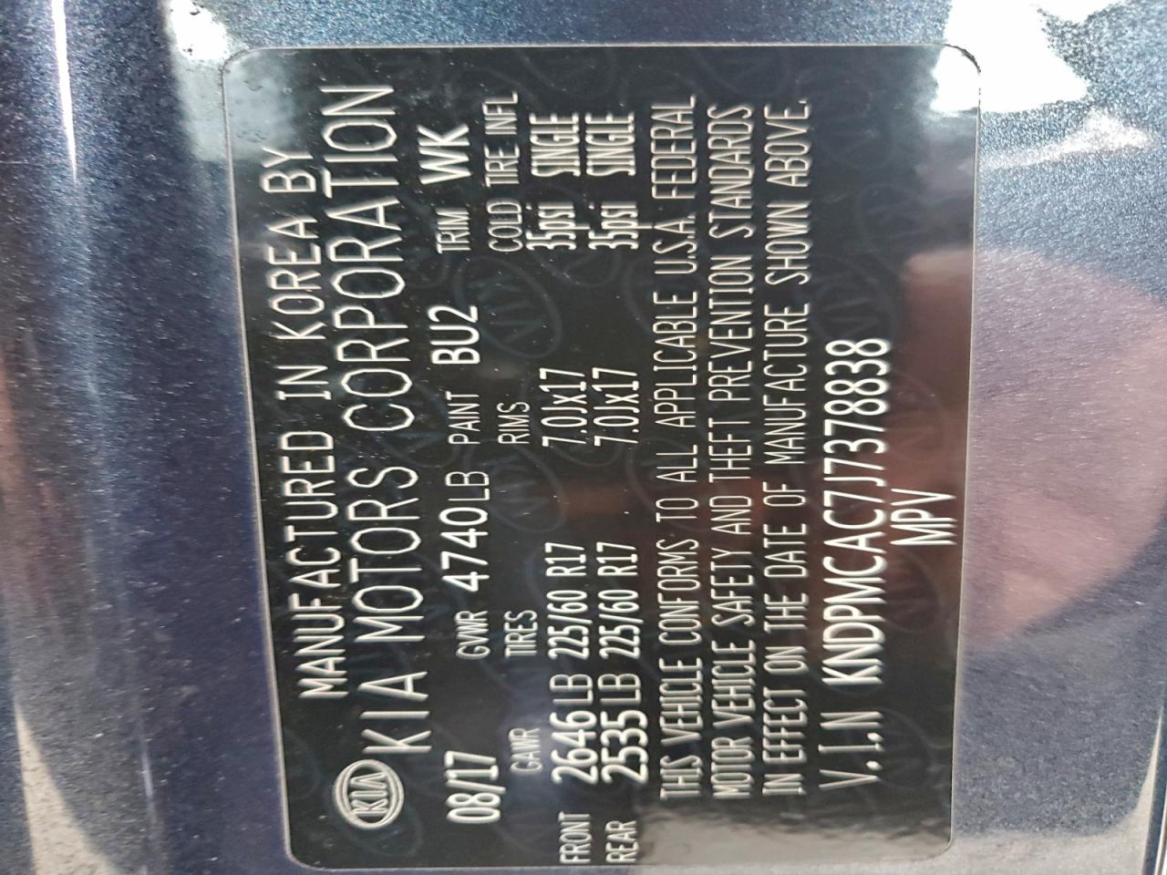 KIA SPORTAGE LX 2017