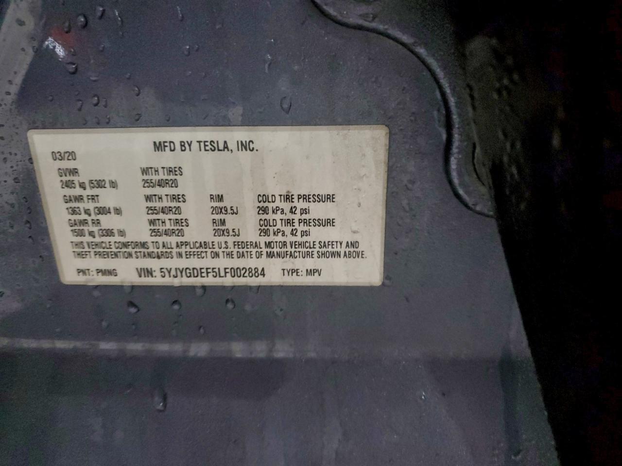 TESLA MODEL Y AWD LONG RANGE DUAL MOTOR 2020