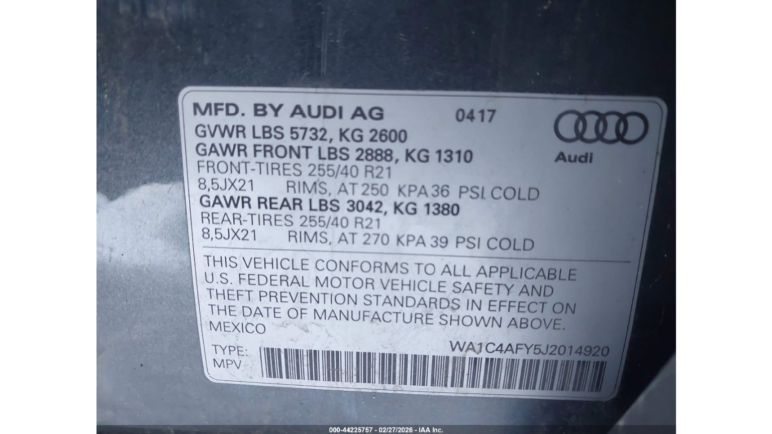 AUDI SQ5 PRESTIGE 2017