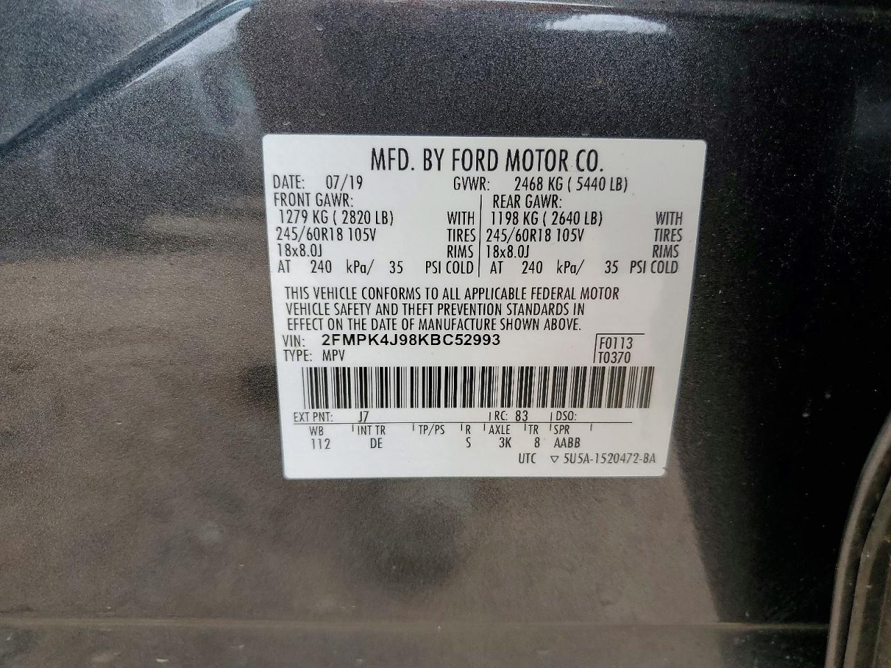 FORD EDGE SEL 2019