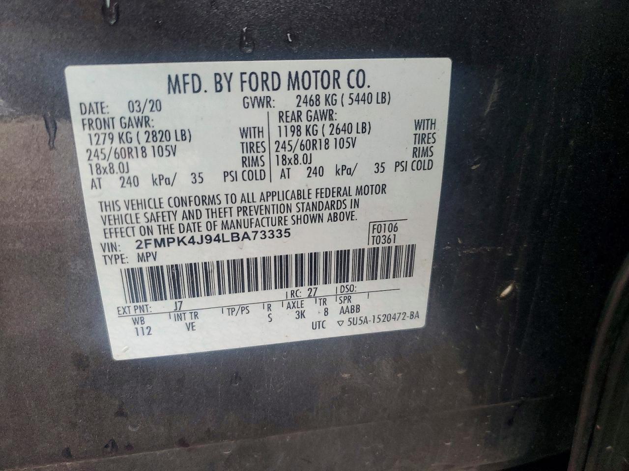 FORD EDGE SEL 2020