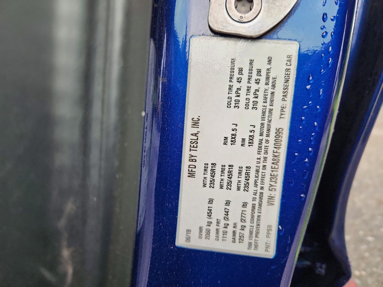 TESLA MODEL 3 RWD 2019