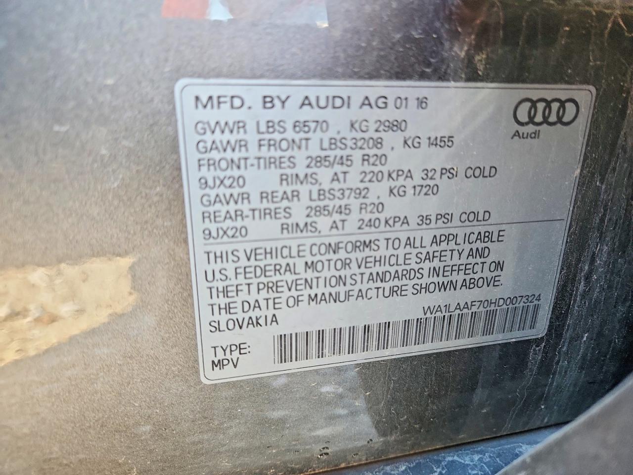 AUDI Q7 PREMIUM PLUS 2016