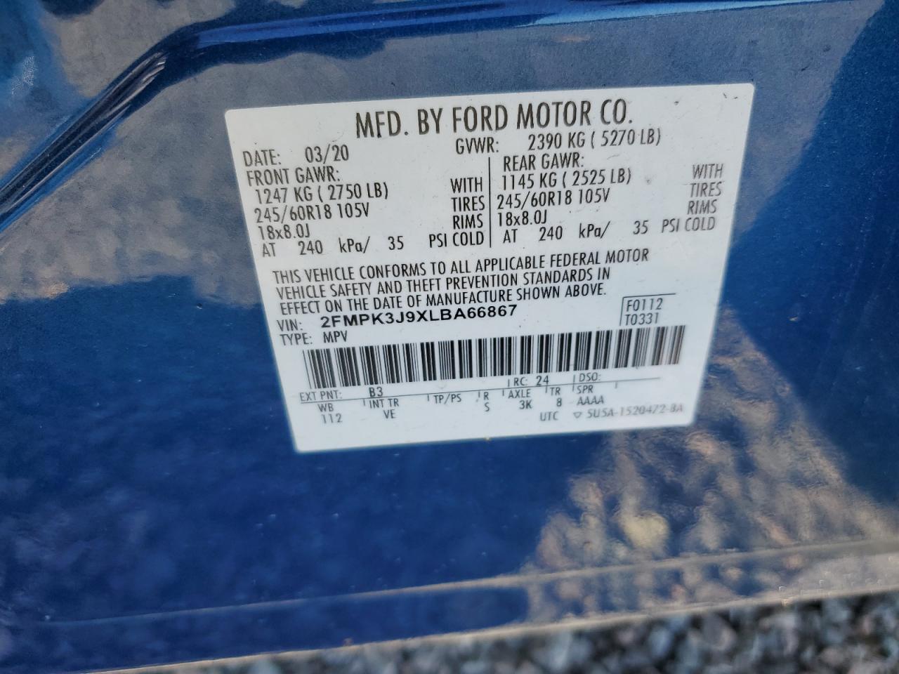 FORD EDGE SEL 2020