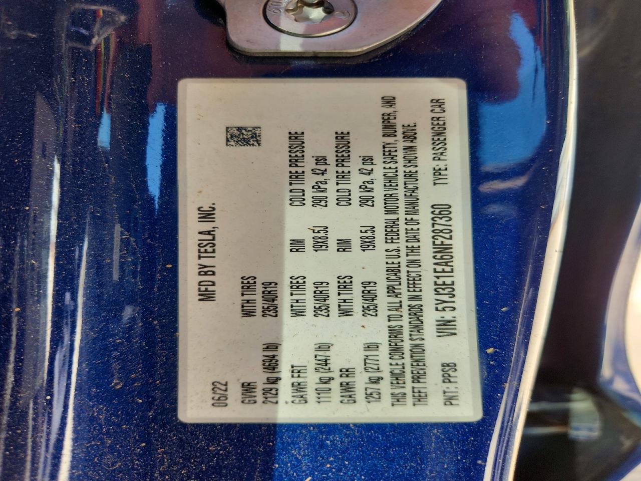 TESLA MODEL 3 2022