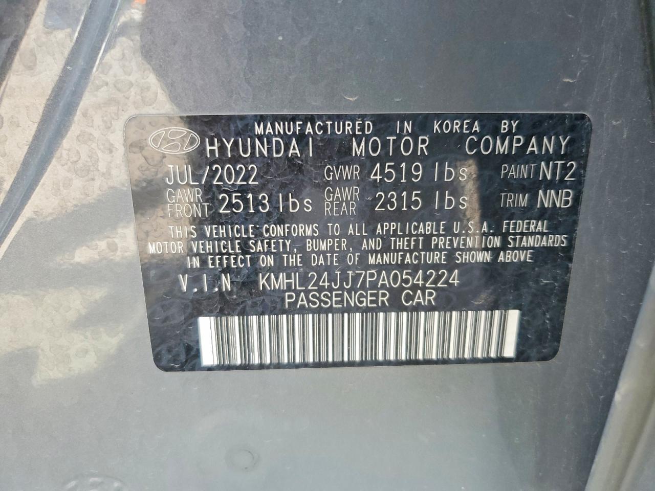 HYUNDAI SONATA HYBRID BLUE 2022