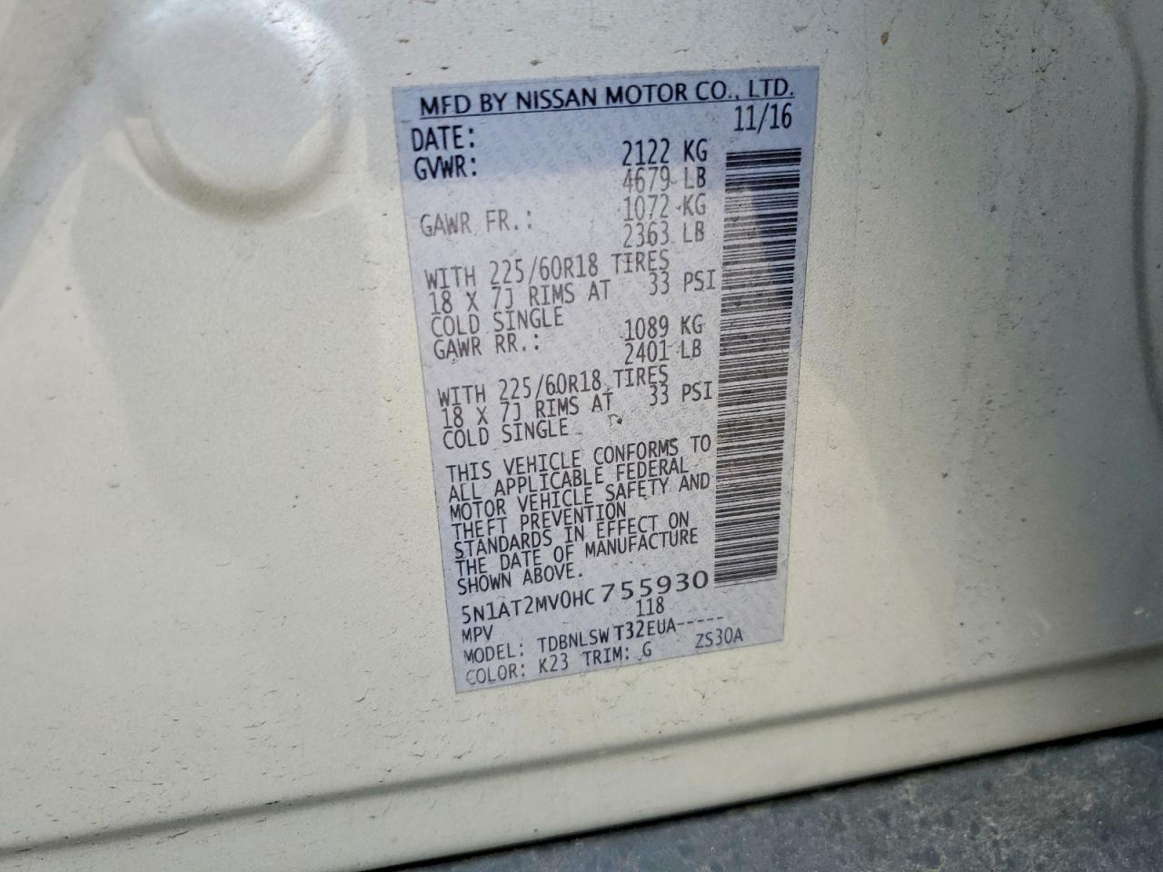NISSAN ROGUE SL 2016