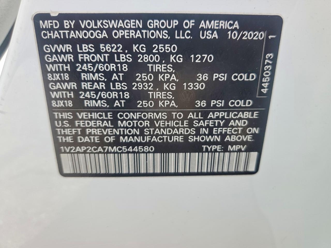 VOLKSWAGEN ATLAS CROSS SPORT S
