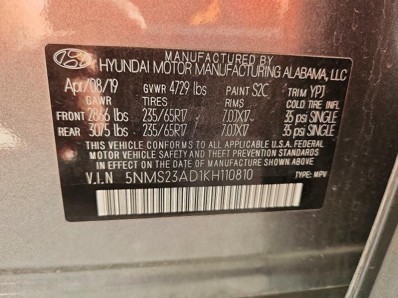 HYUNDAI SANTA FE SE 2019