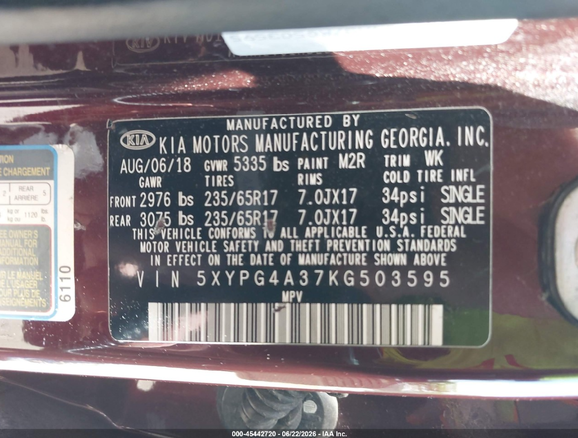 KIA SORENTO LX 2018