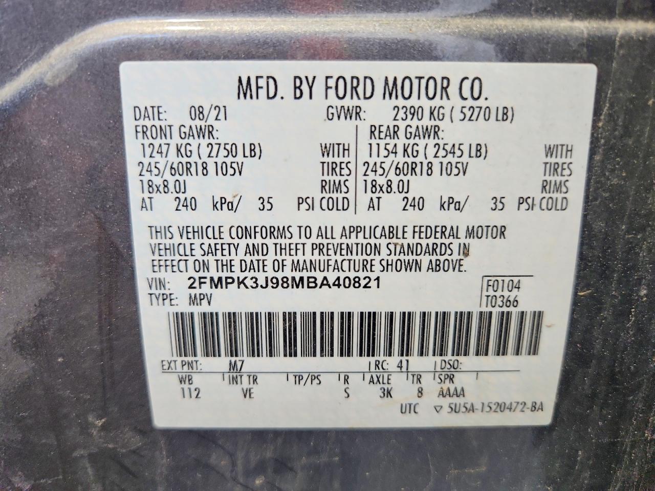 FORD EDGE SEL 2021