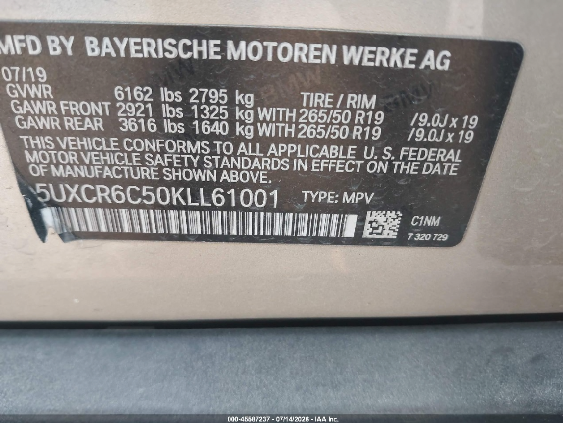 BMW X5 XDRIVE 40I 2019