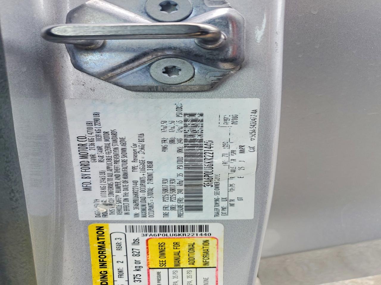 FORD FUSION SE HYBRID 2019