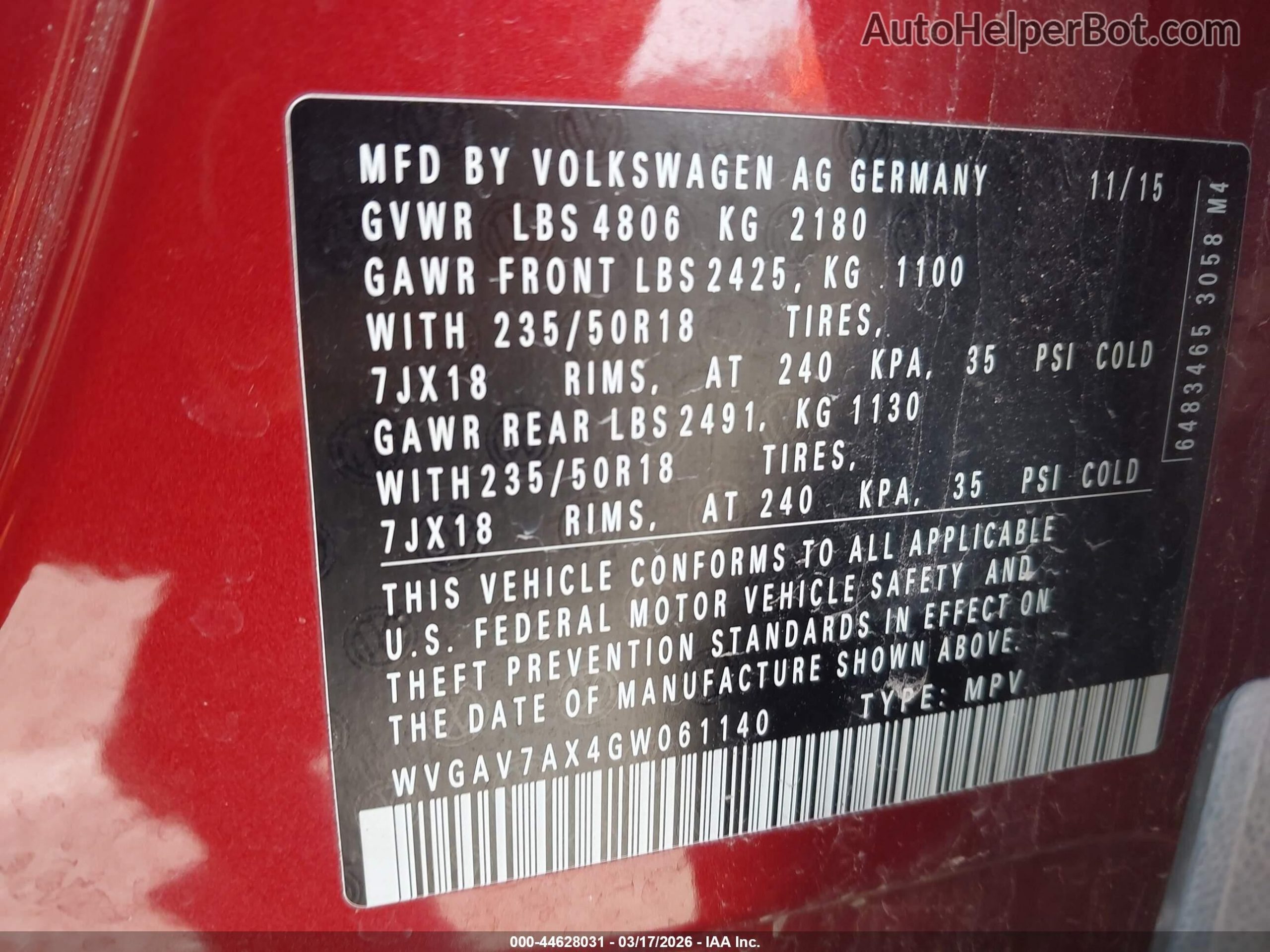 Volkswagen Tiguan SЕ 2015