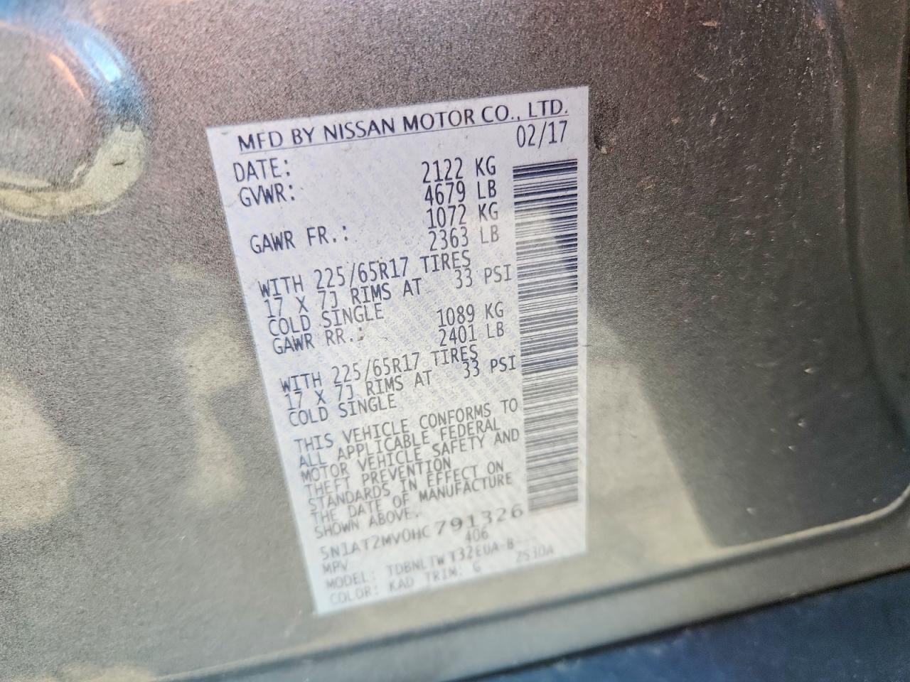 NISSAN ROGUE SV 2017