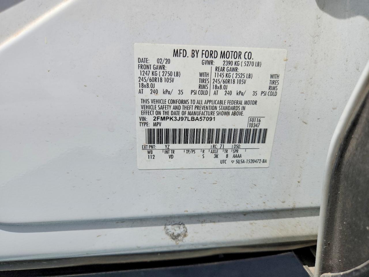 FORD EDGE SEL 2020