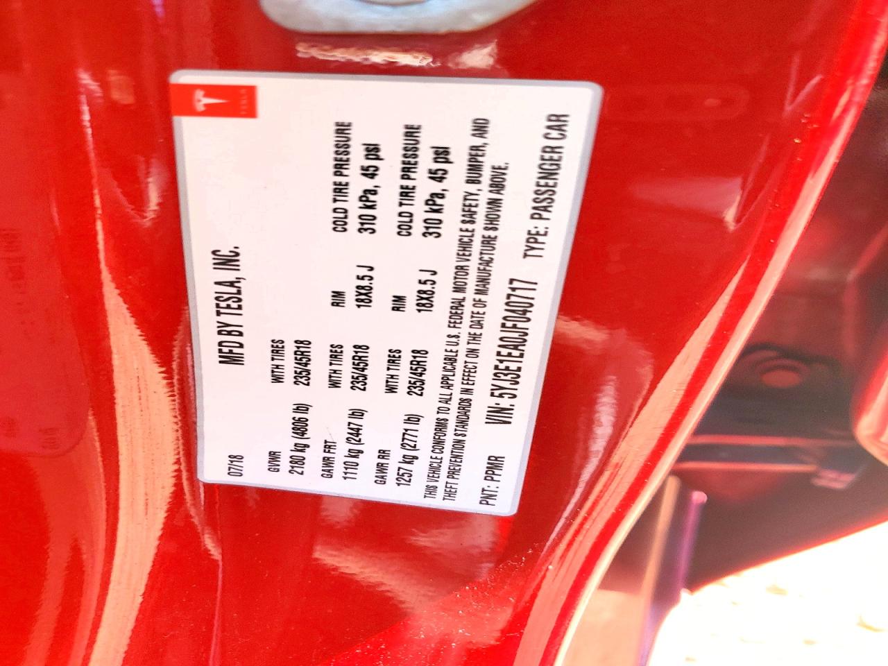 TESLA MODEL 3 RWD 2018