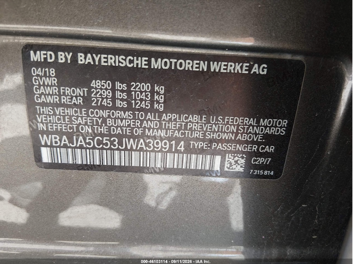 BMW 530I 2018